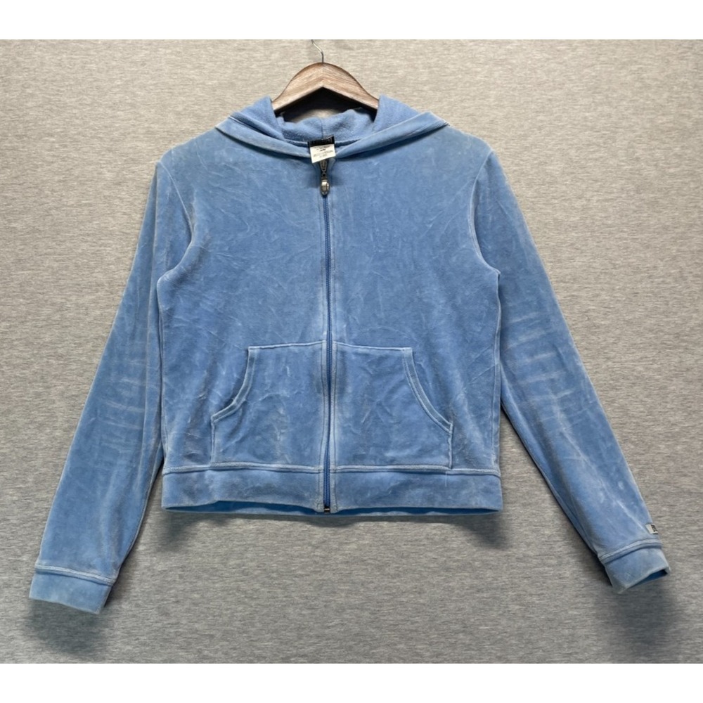 Everlast Plush Velour Hoodie Women Medium Pastel Blue Cotton Full Zip Athleisure